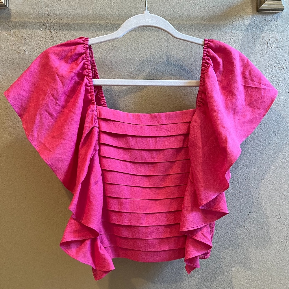 DO+BE Pink Ruffle Sleeve Top